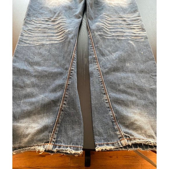 AKOO Brand Jeans Men 36x 32 Distressed Destroyed Paint Denim Streetwear Hip-Hop - Picture 7 of 16